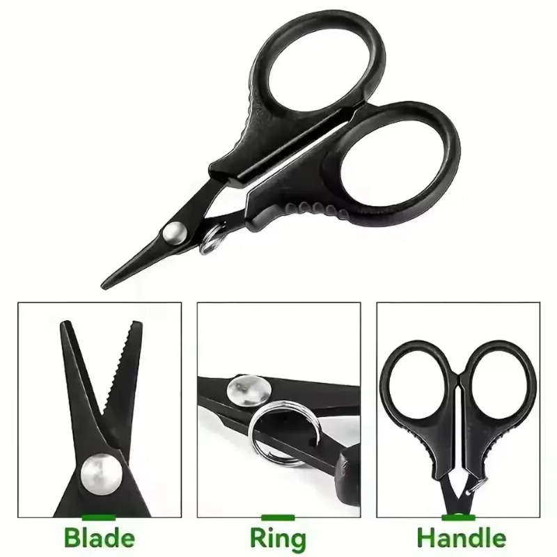 Fishing Line Cutter - 1/2個入り多機能ルアー釣り用ハサミ、ステンレス鋼とチタンメッキ仕上げ、釣り糸、PEライン、ナイロン、カーボンライン対応