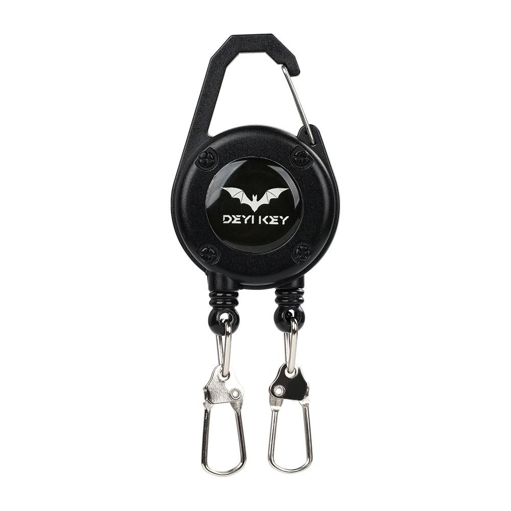 Penn Reel Fierce - 携帯用金属製バッジホルダー ダブルヘッド ヘビーデューティーリールキーチェーン 伸縮式キーリング ハイキング用